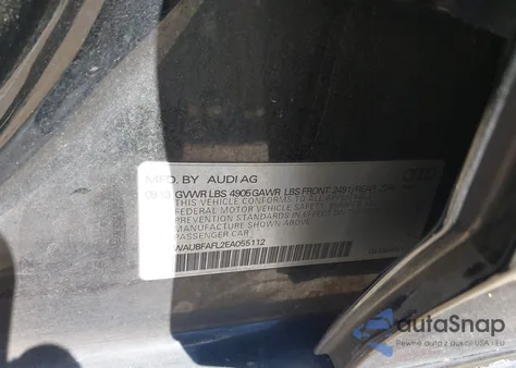 2014 Audi A4 2.0T Premium from USA, damaged, VIN WAUBFAFL2EA055112